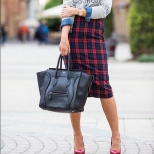 Zara Woman Tartan pencil Skirt Large